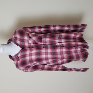 American eagle men's super soft button down red flannel plaid sz XL